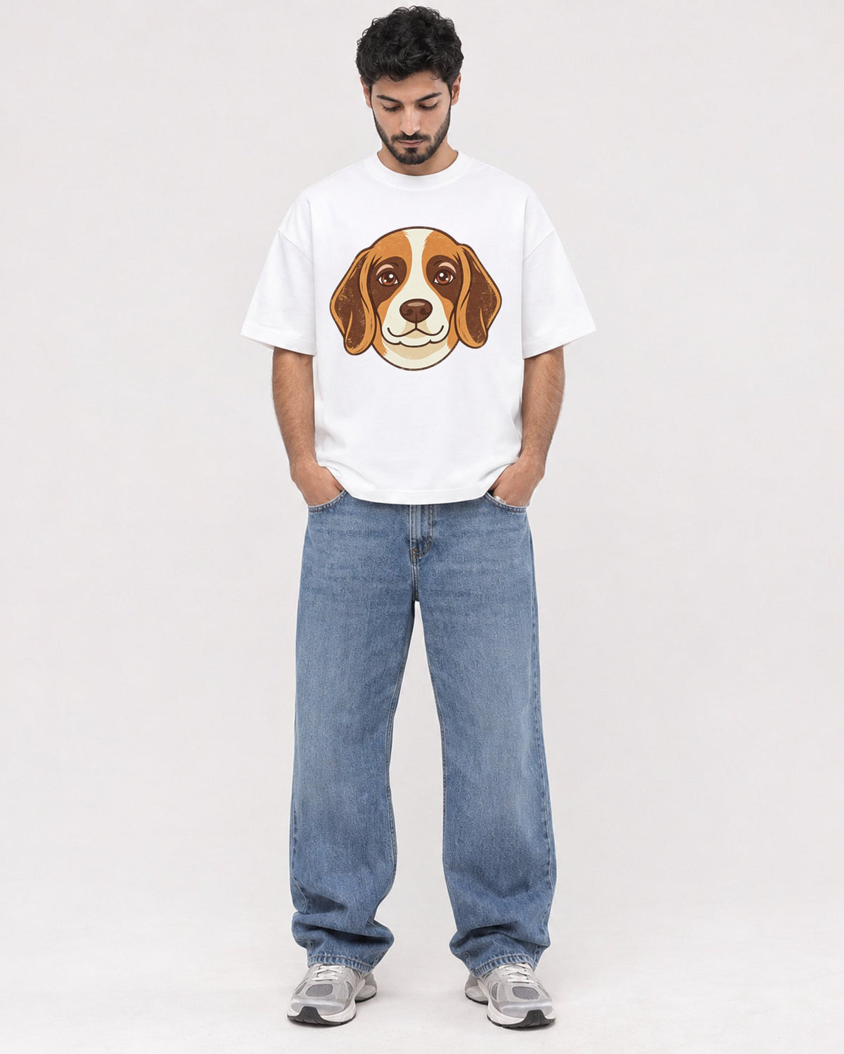 Mockup Boxy Heavyweight Tee White male full-body 07