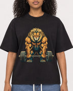 Mockup Boxy Heavyweight Tee Black female close-up 05