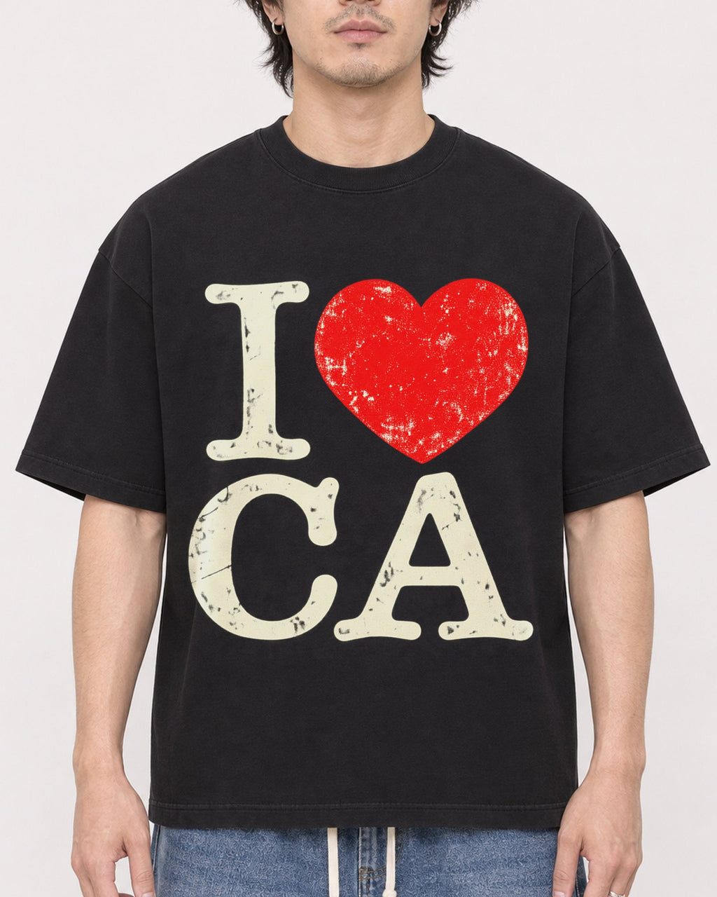 Mockup Boxy Heavyweight Tee Black male close-up 03