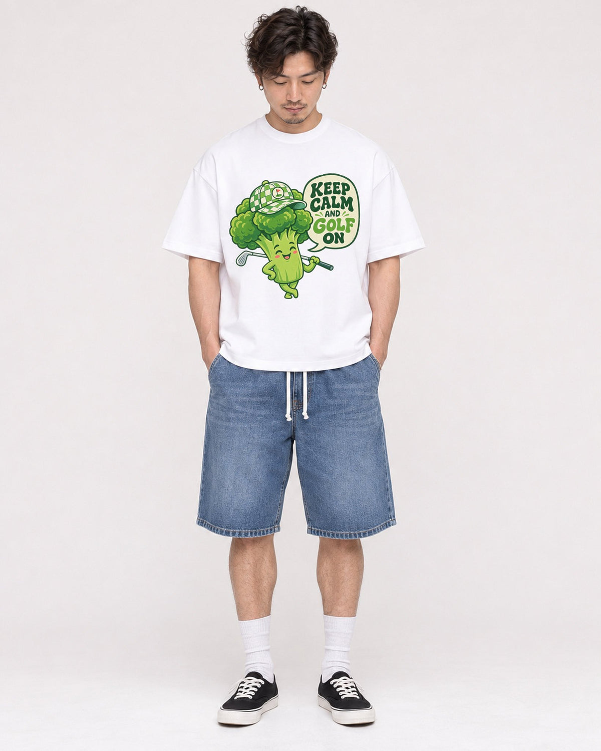 Mockup Boxy Heavyweight Tee White male full-body 03