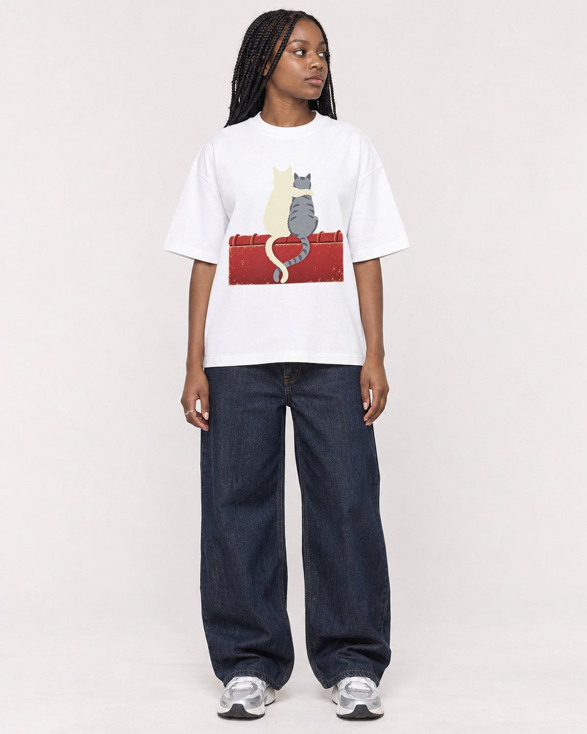 Mockup Boxy Heavyweight Tee White female full-body 04