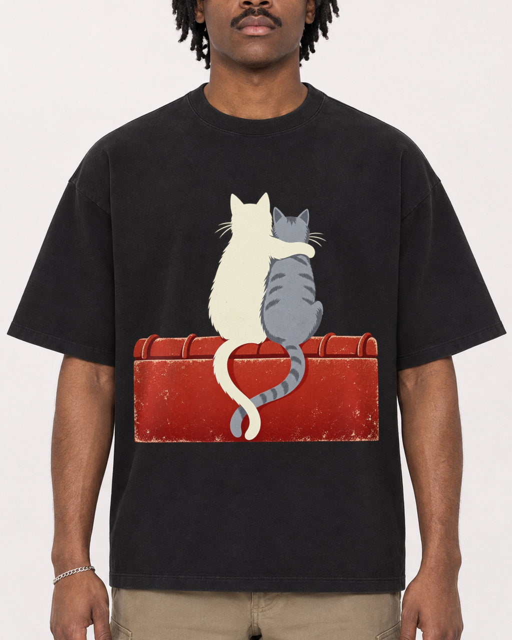 Mockup Boxy Heavyweight Tee Black male close-up 04