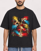 Mockup Boxy Heavyweight Tee Black male close-up 07