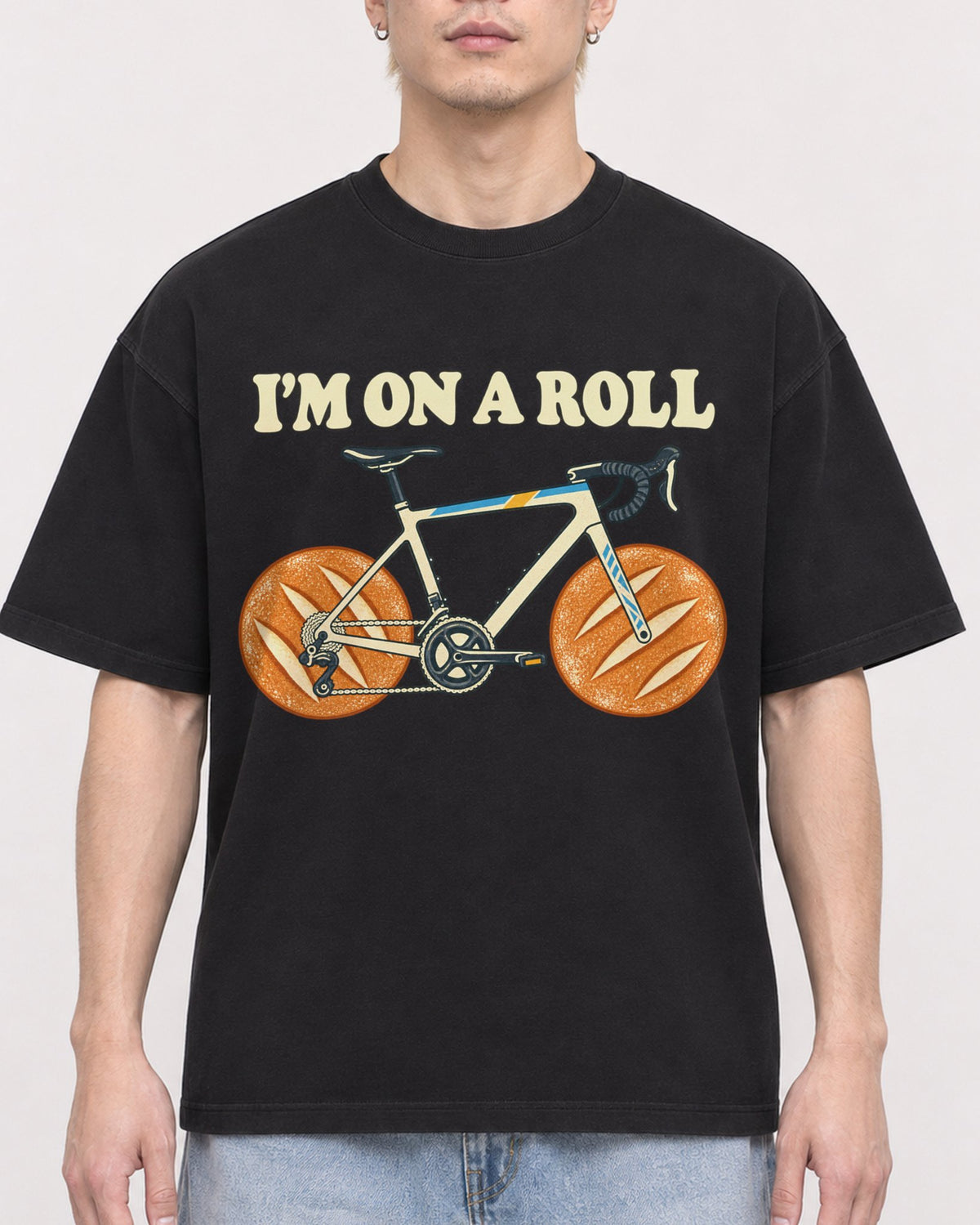 Mockup Boxy Heavyweight Tee Black male close-up 33