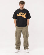 Mockup Boxy Heavyweight Tee Black male full-body 08