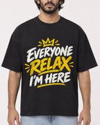Mockup Boxy Heavyweight Tee Black male close-up 17