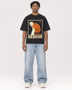 Mockup Boxy Heavyweight Tee Black male full-body 05