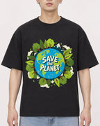 Mockup Boxy Heavyweight Tee Black male close-up 01