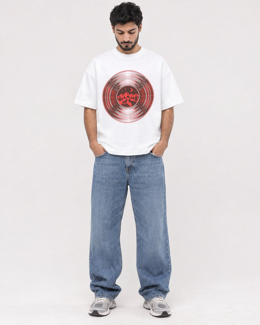 Mockup Boxy Heavyweight Tee White male full-body 07