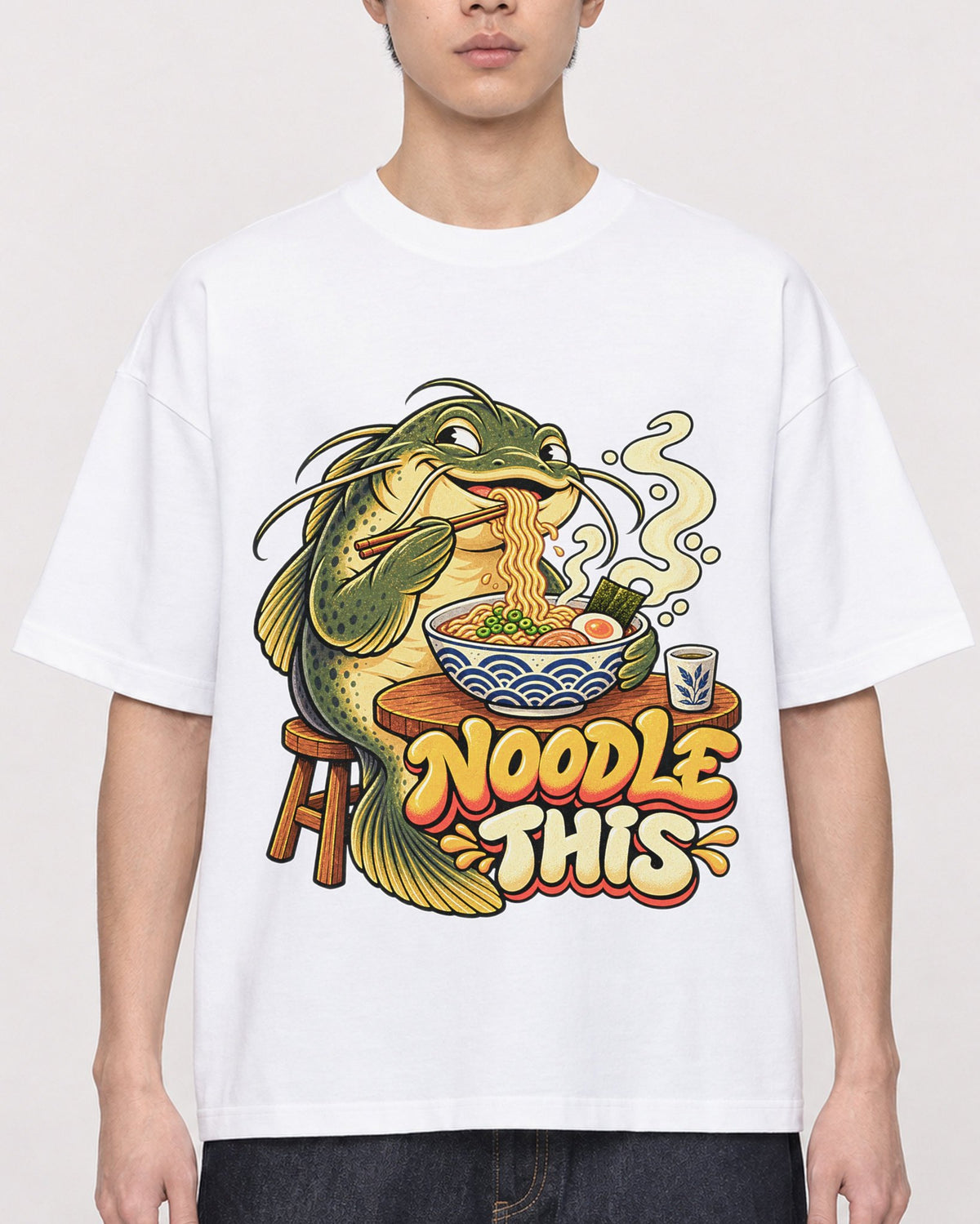 Mockup Boxy Heavyweight Tee White male close-up 01