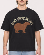 Mockup Boxy Heavyweight Tee Black male close-up 29