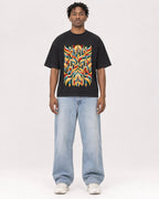 Mockup Boxy Heavyweight Tee Black male full-body 05