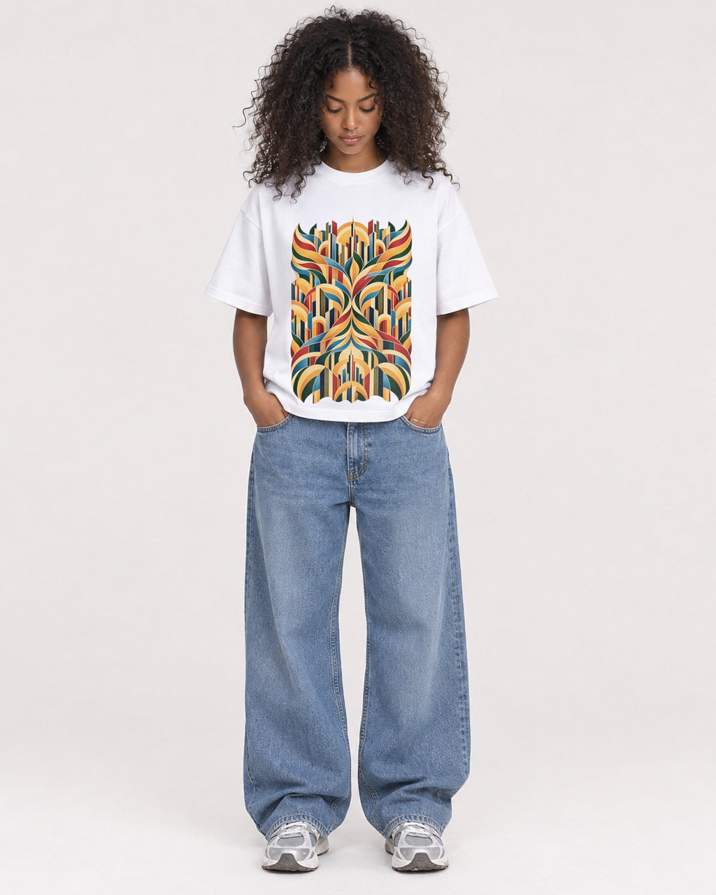 Mockup Boxy Heavyweight Tee White female full-body 05