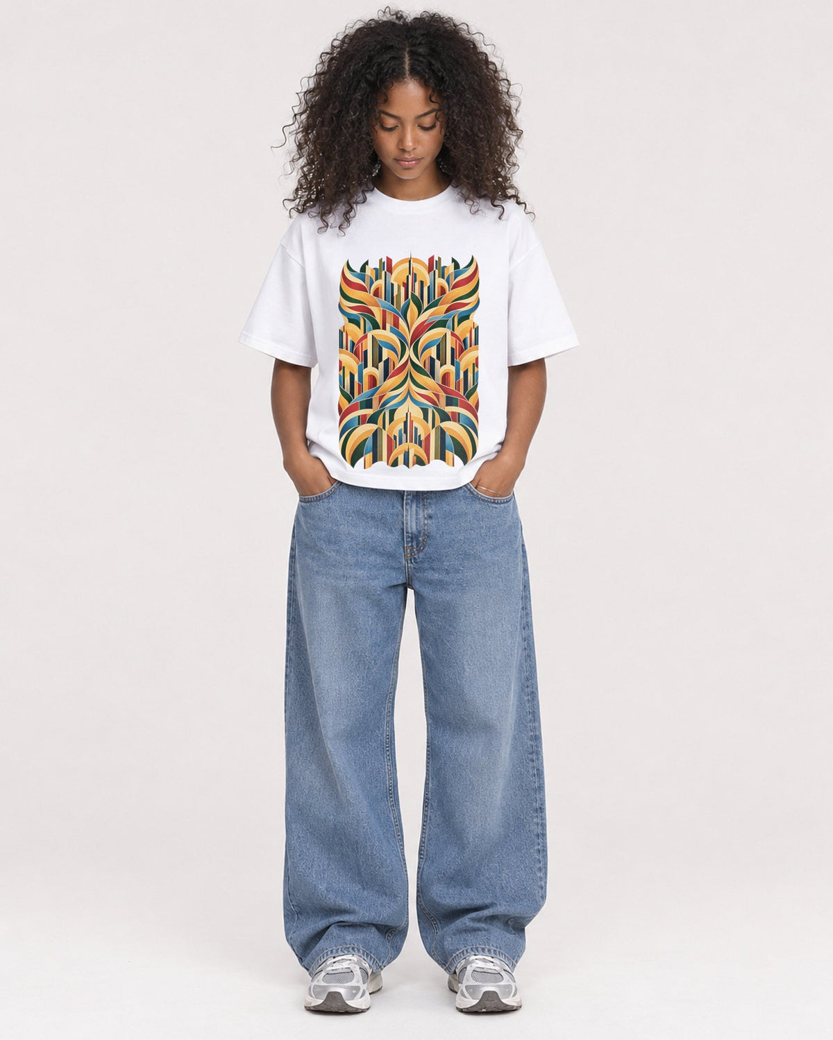 Mockup Boxy Heavyweight Tee White female full-body 05
