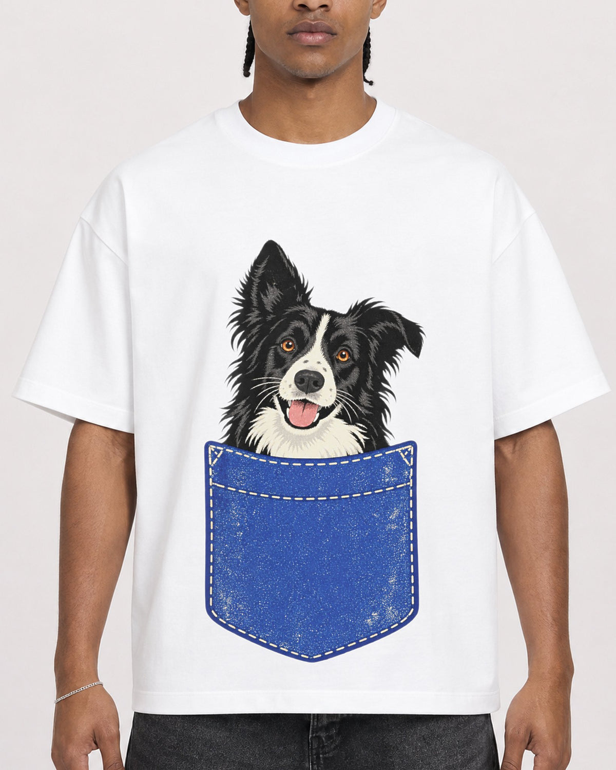 Mockup Boxy Heavyweight Tee White male close-up 25