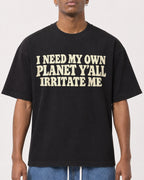 Mockup Boxy Heavyweight Tee Black male close-up 15