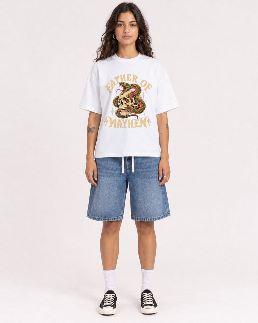 Mockup Boxy Heavyweight Tee White female full-body 06