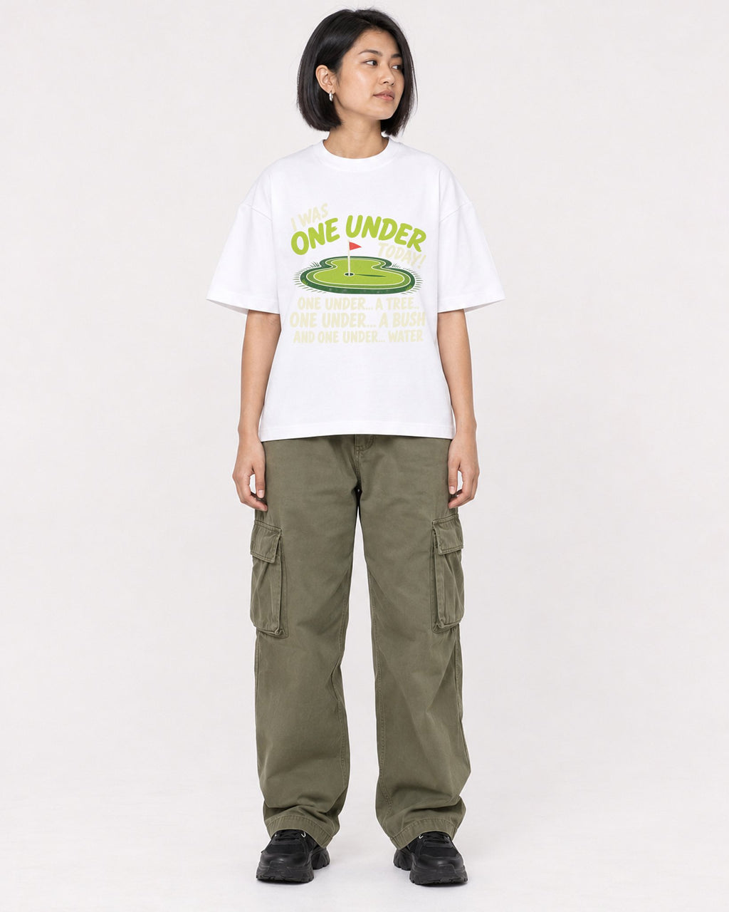 Mockup Boxy Heavyweight Tee White female full-body 32