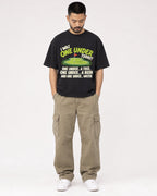 Mockup Boxy Heavyweight Tee Black male full-body 32