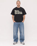 Mockup Boxy Heavyweight Tee Black male full-body 18