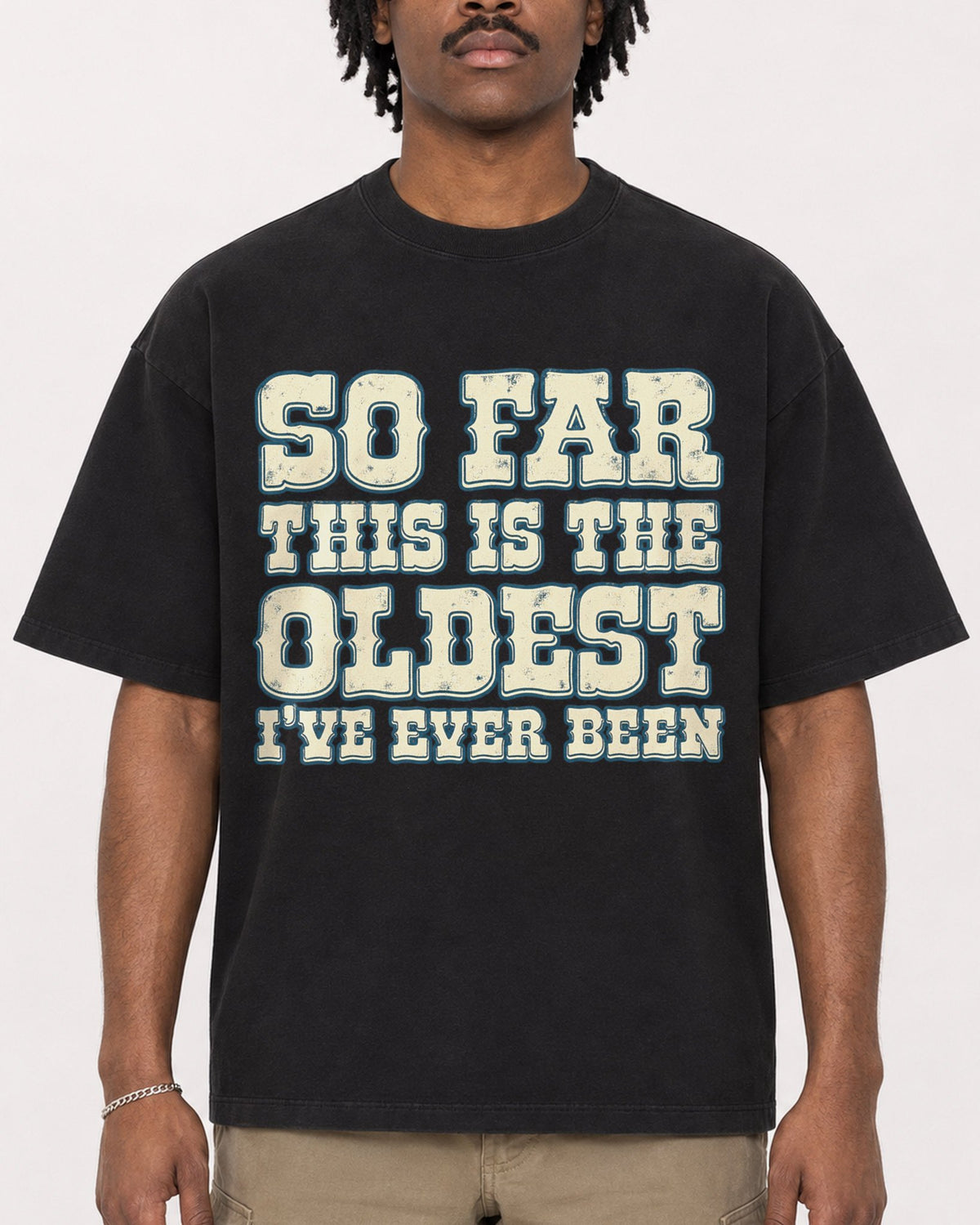Mockup Boxy Heavyweight Tee Black male close-up 04