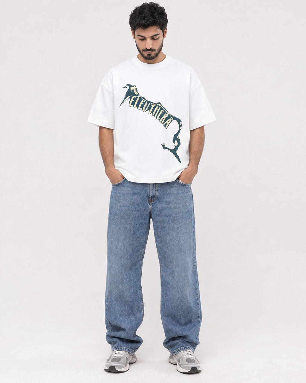 Mockup Boxy Heavyweight Tee White male full-body 07