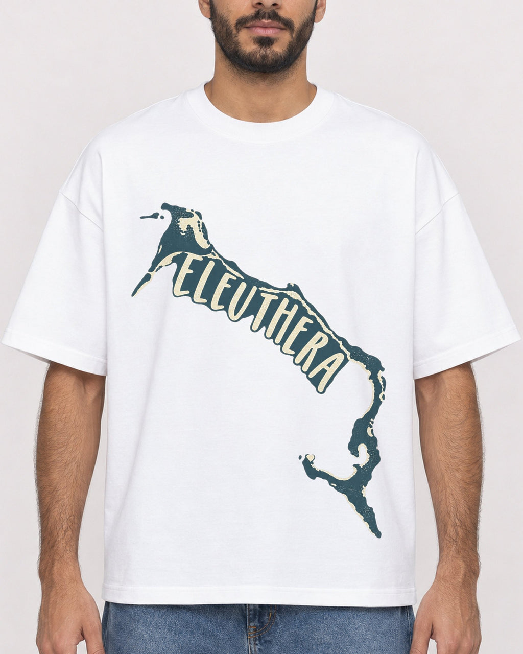 Mockup Boxy Heavyweight Tee White male close-up 07