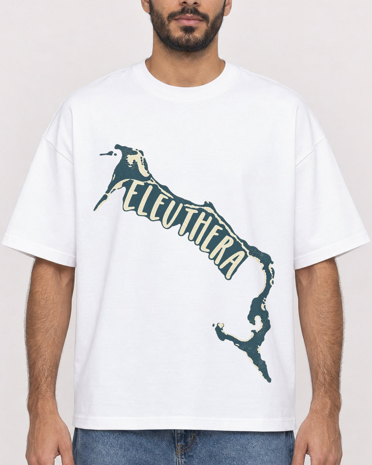 Mockup Boxy Heavyweight Tee White male close-up 07
