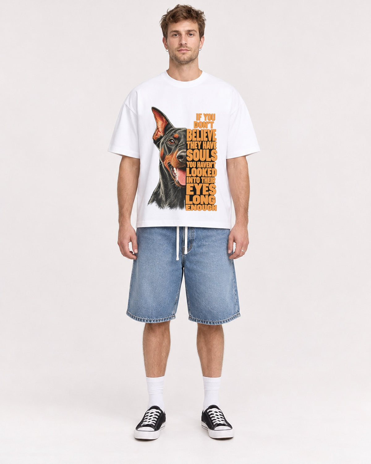 Mockup Boxy Heavyweight Tee White male full-body 08