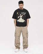 Mockup Boxy Heavyweight Tee Black male full-body 12