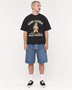 Mockup Boxy Heavyweight Tee Black male full-body 39