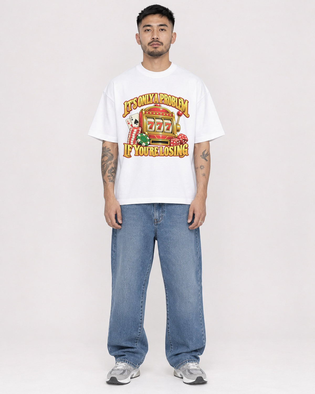 Mockup Boxy Heavyweight Tee White male full-body 12