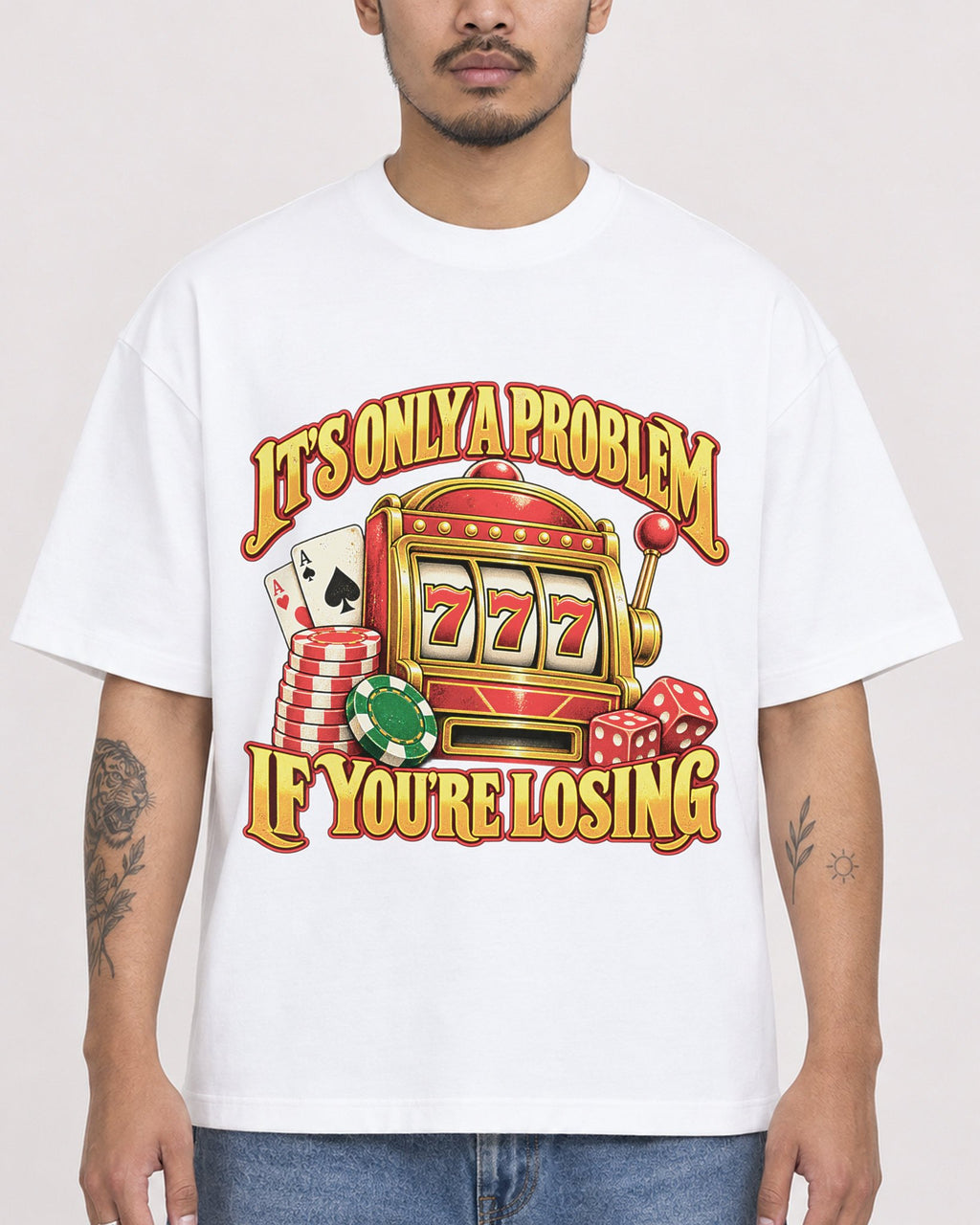 Mockup Boxy Heavyweight Tee White male close-up 12
