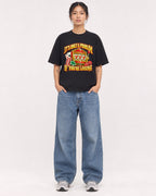 Mockup Boxy Heavyweight Tee Black female full-body 12