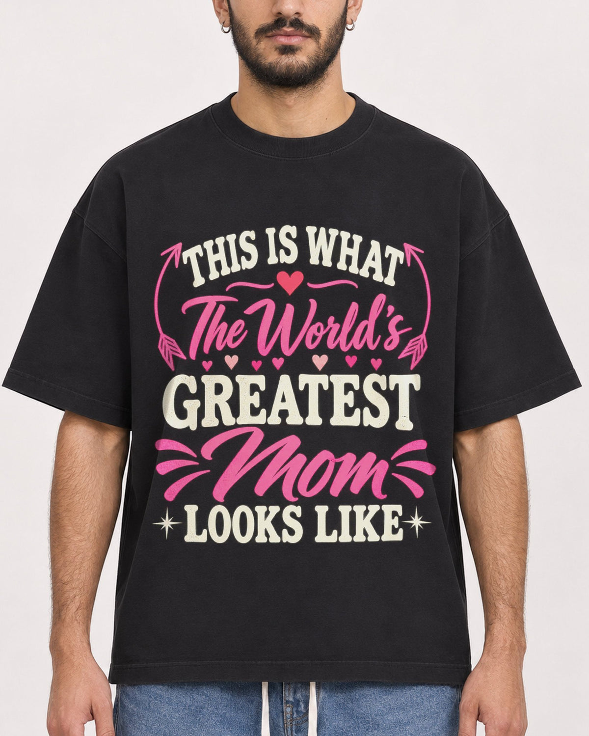 Mockup Boxy Heavyweight Tee Black male close-up 07