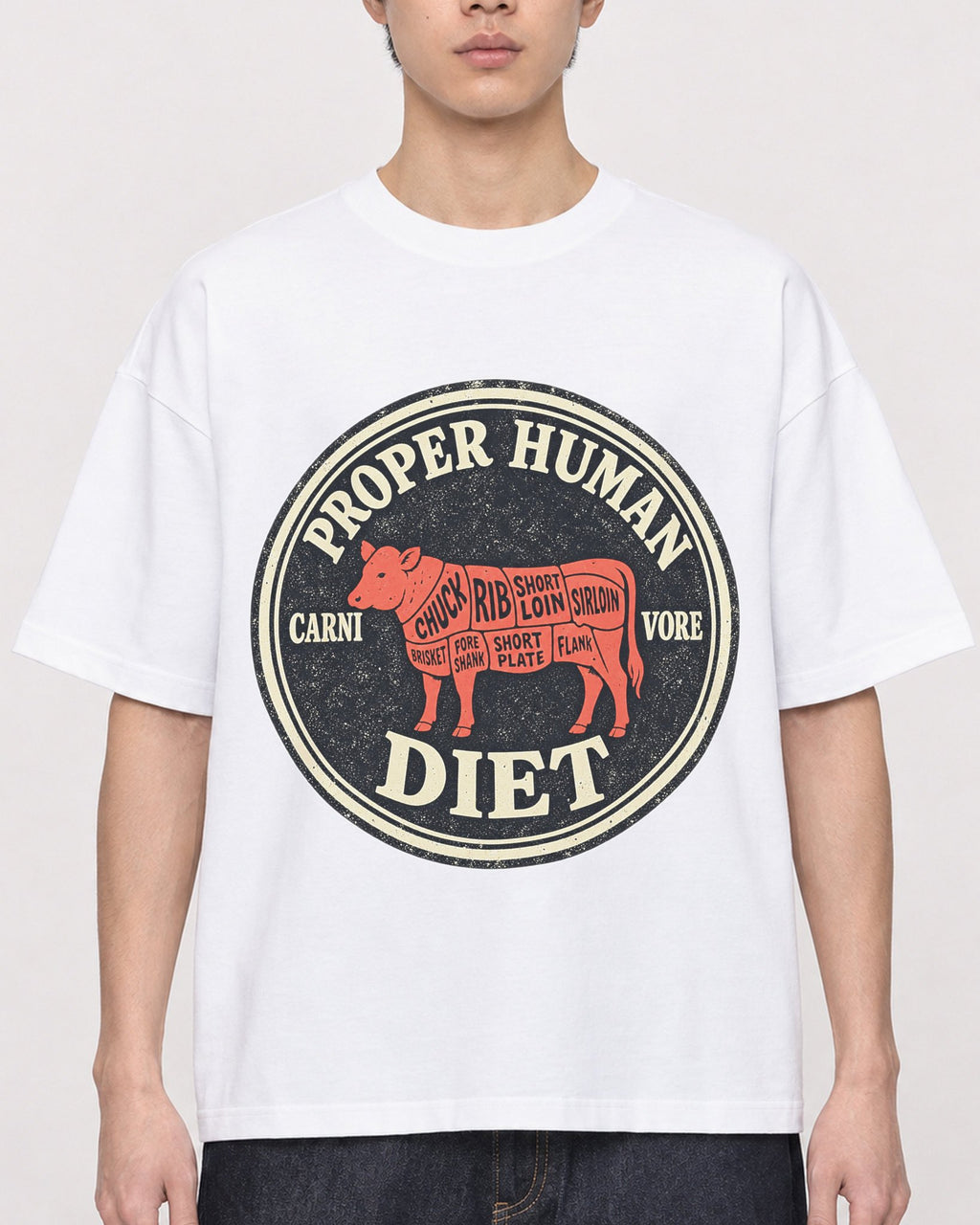 Mockup Boxy Heavyweight Tee White male close-up 01