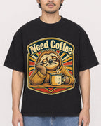 Mockup Boxy Heavyweight Tee Black male close-up 02