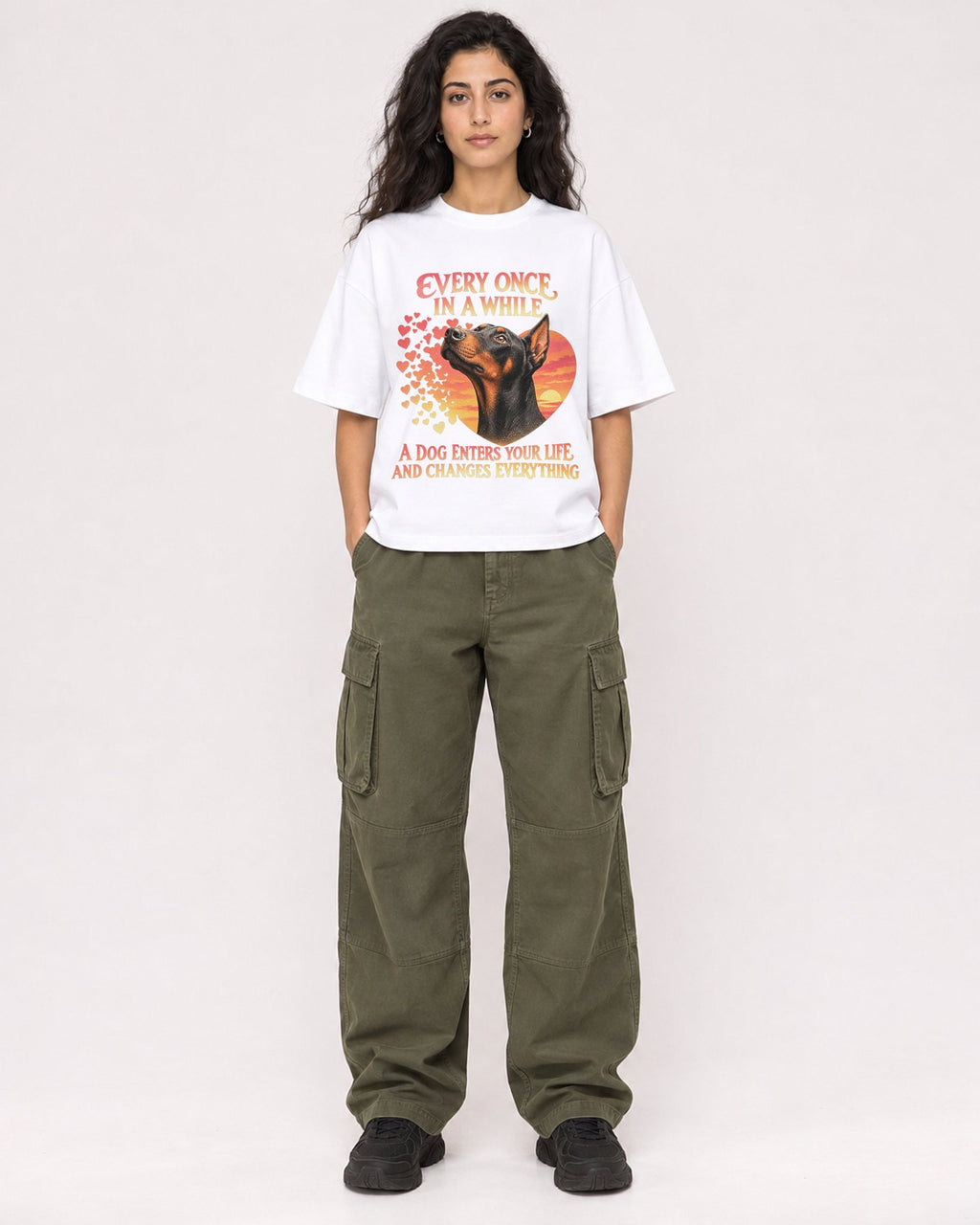 Mockup Boxy Heavyweight Tee White female full-body 07