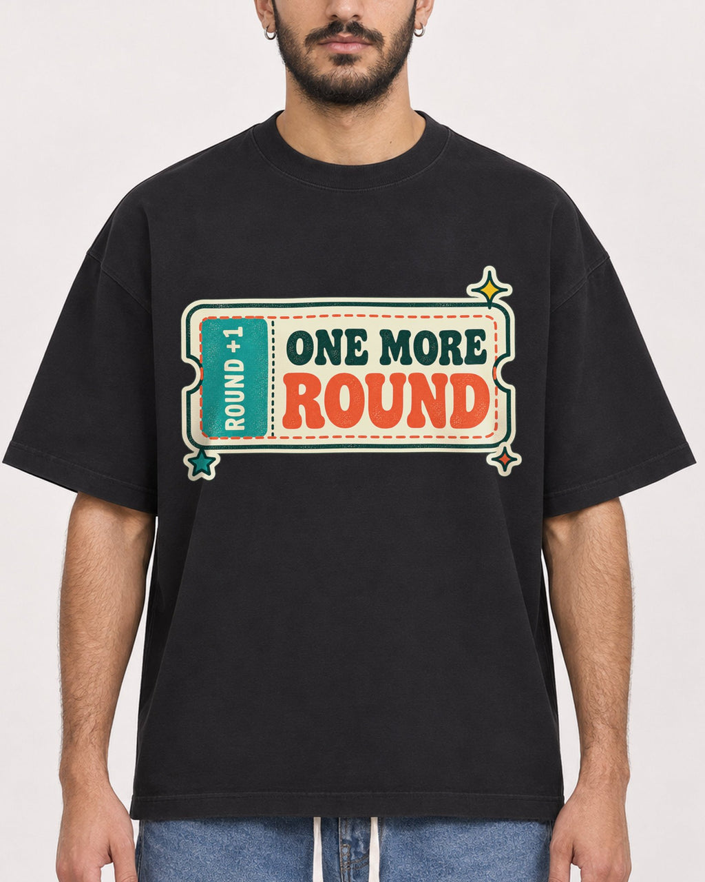Mockup Boxy Heavyweight Tee Black male close-up 07