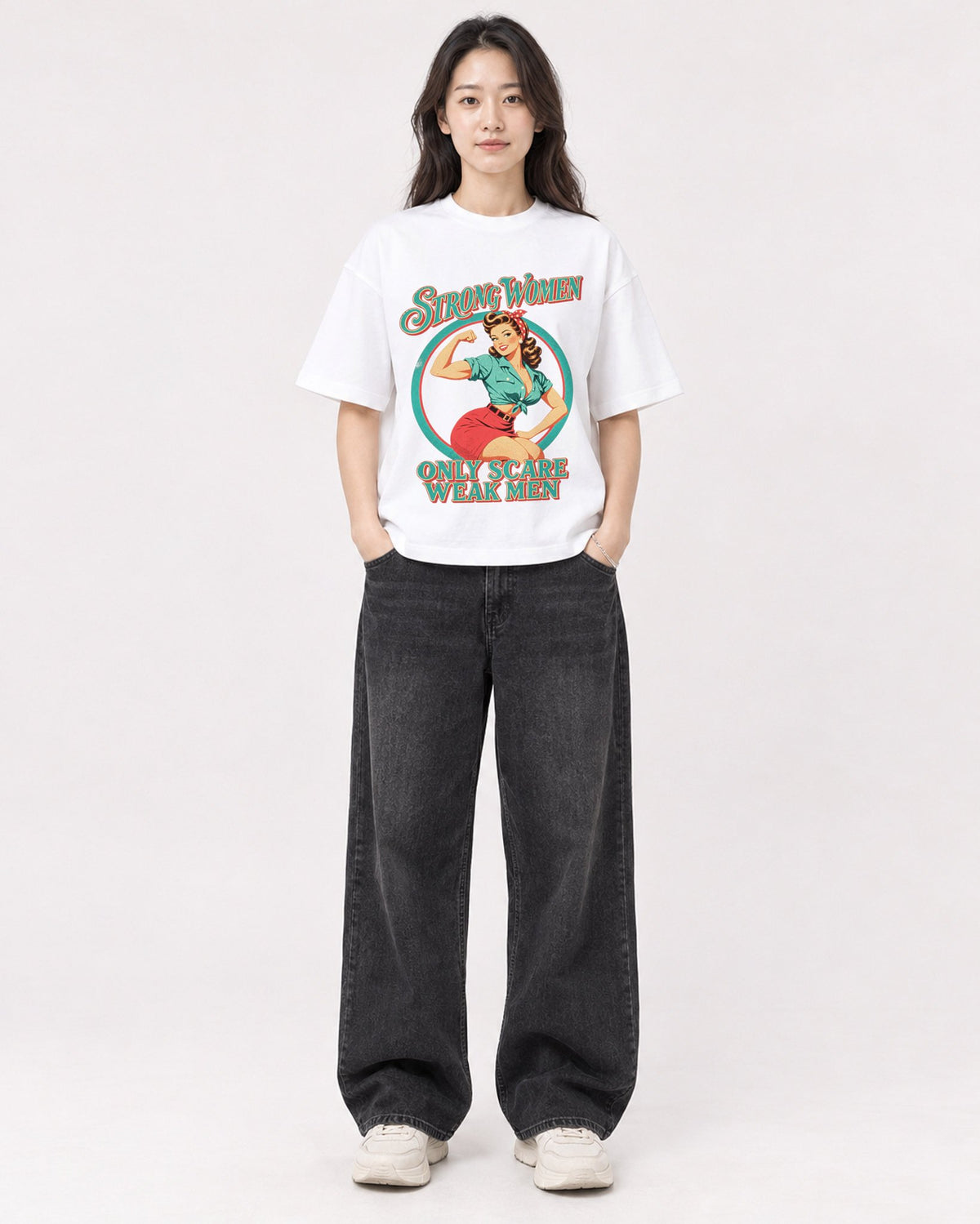 Mockup Boxy Heavyweight Tee White female full-body 03