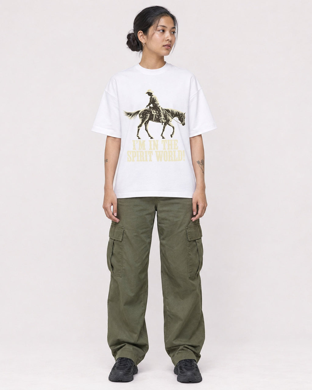 Mockup Boxy Heavyweight Tee White female full-body 12
