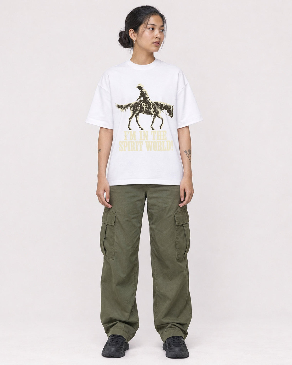 Mockup Boxy Heavyweight Tee White female full-body 12