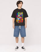 Mockup Boxy Heavyweight Tee Black male full-body 03