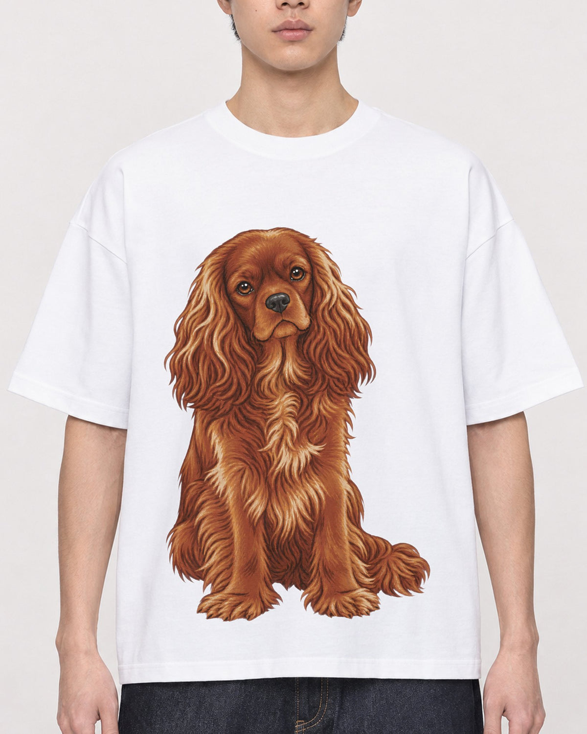 Mockup Boxy Heavyweight Tee White male close-up 01