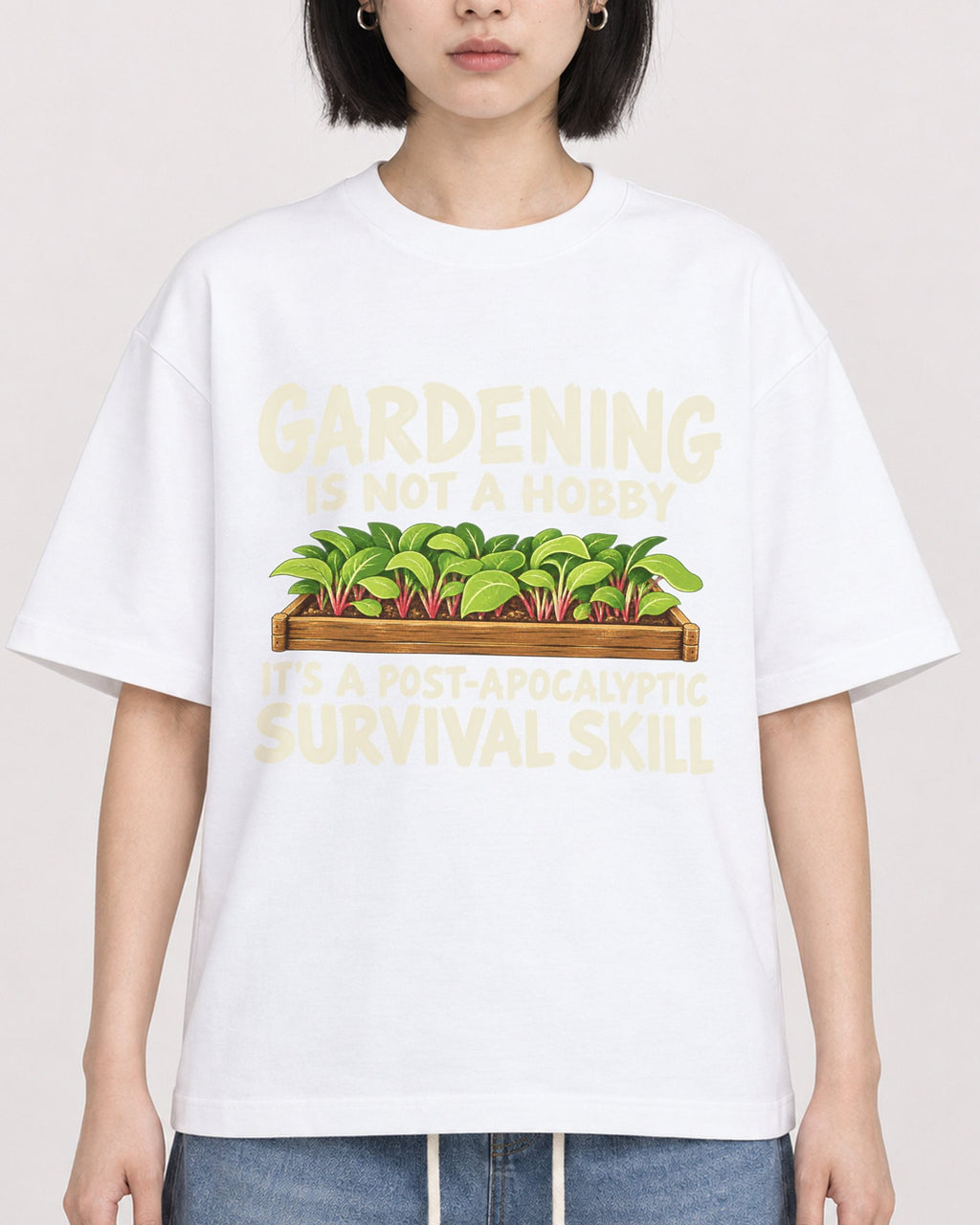 Mockup Boxy Heavyweight Tee White female close-up 11