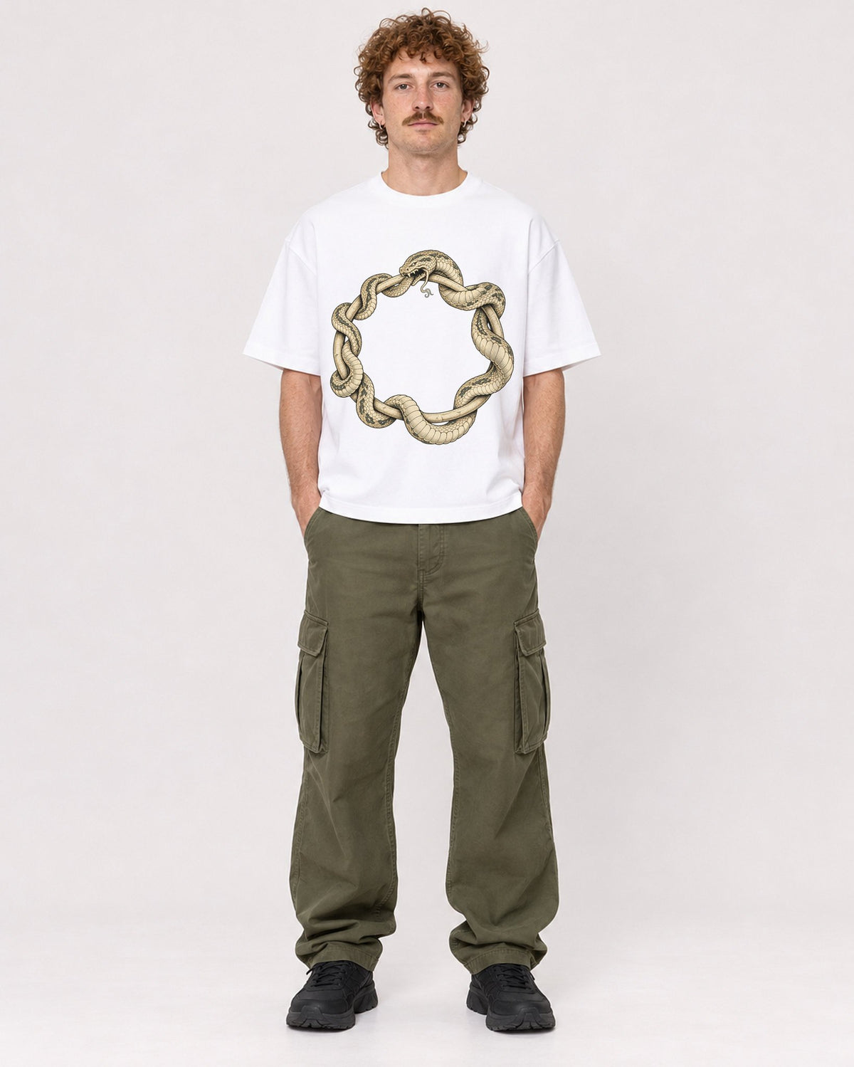 Mockup Boxy Heavyweight Tee White male full-body 09