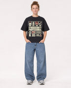 Mockup Boxy Heavyweight Tee Black female full-body 28