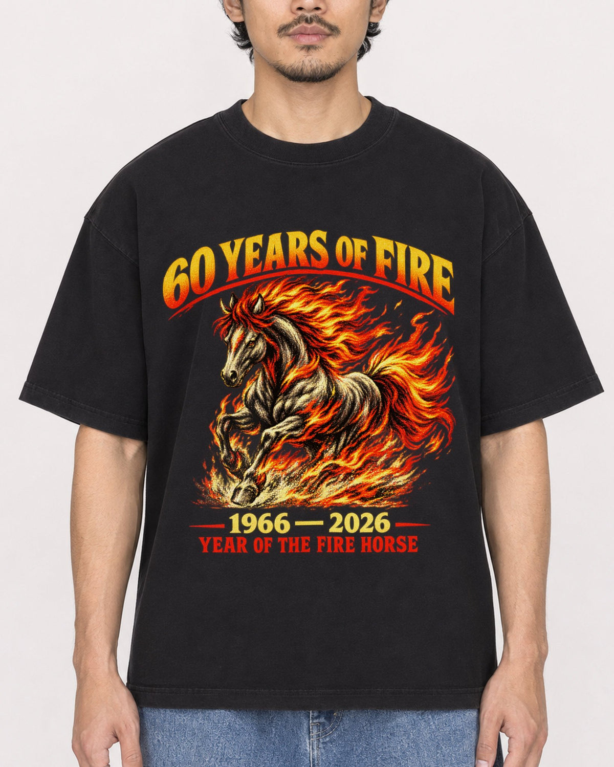 Mockup Boxy Heavyweight Tee Black male close-up 02