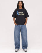 Mockup Boxy Heavyweight Tee Black female full-body 04