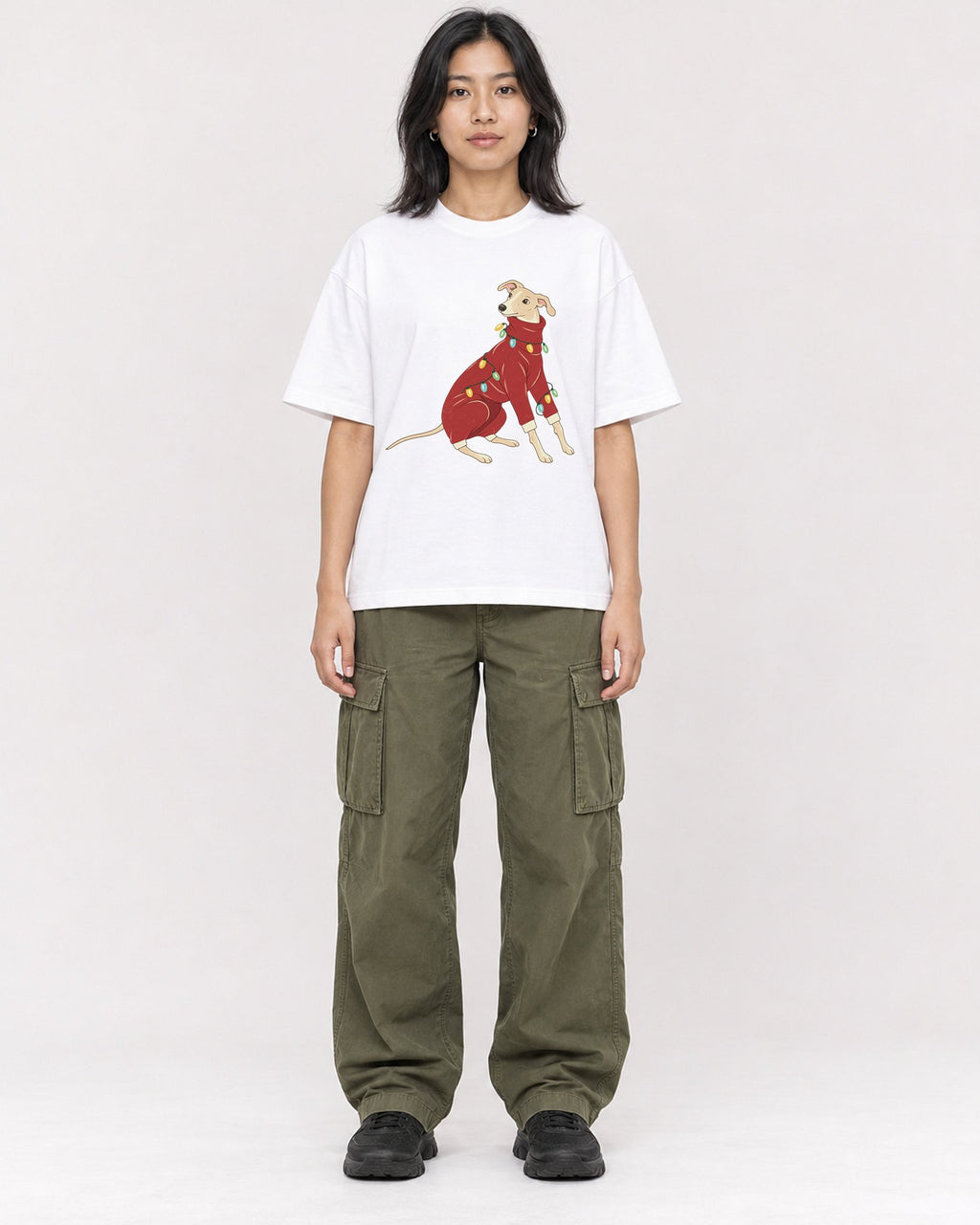 Mockup Boxy Heavyweight Tee White female full-body 22